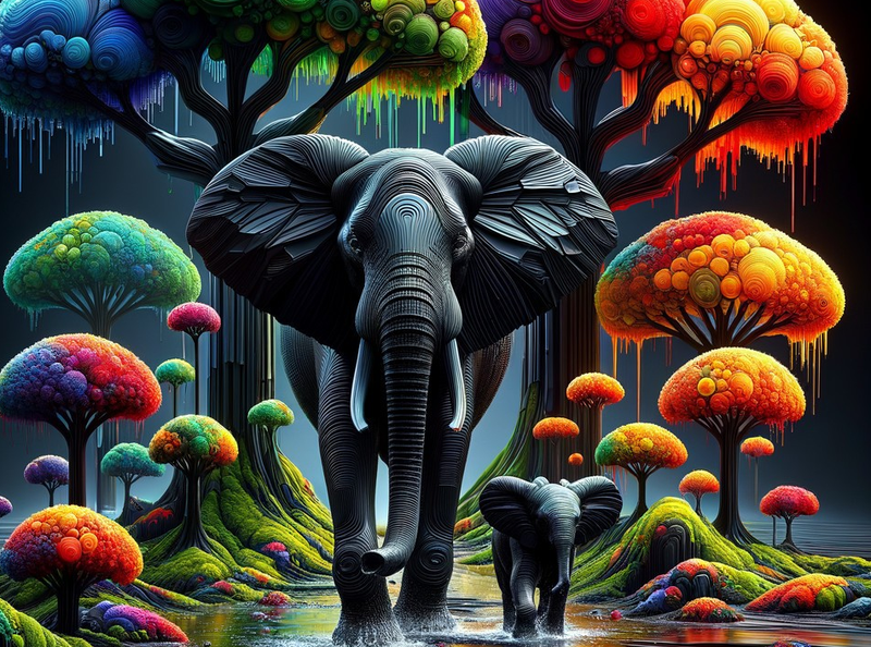 Canvas Wall Art Home Decor - Elephant &amp; Calf 02