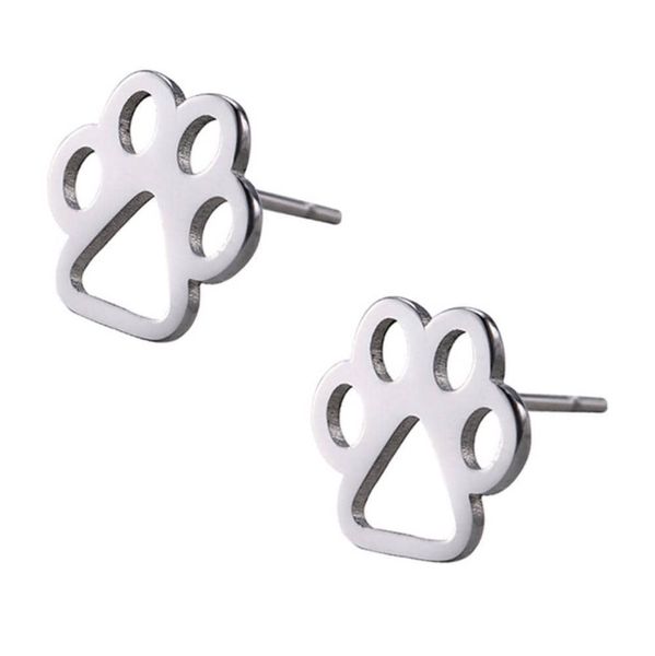 Solid Stainless Steel Adorable Stud Earrings - Paw Print