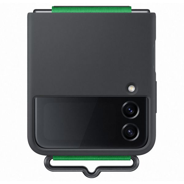 Samsung Original Silicone Cover With Strap For Galaxy Z Flip 4 - Black