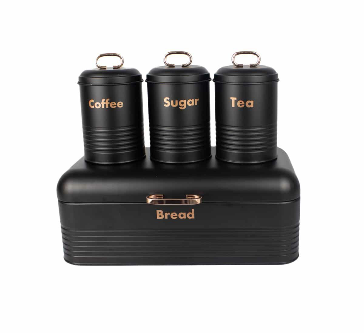 Totally Home Retro Breadbin Steel Design with 3 Piece Matching Canister Set