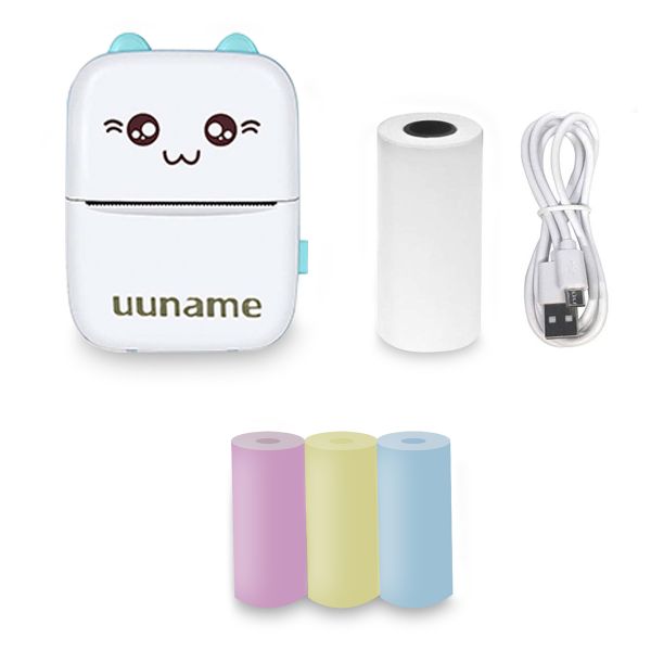 Uuname Portable Bluetooth Mini Thermal Printer &amp; 3 Rolls Colorful Paper-C93
