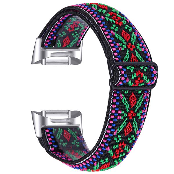 Nylon Strap For Fitbit charge 5-Aztec Green &amp; Red