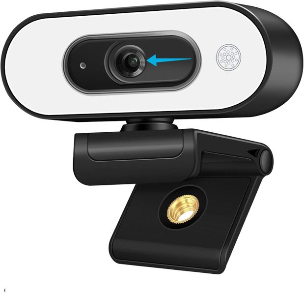 1080P Webcam with Ring Light &amp; 3-Level Brightness Compatible With Skype Mac