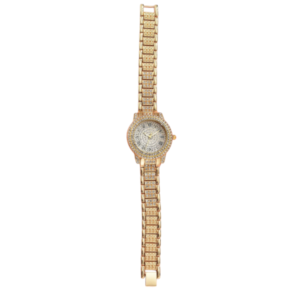 Quartz Crystal-Embellished Watch - Gold