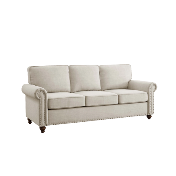 Dinnie 2m Linen-Like Fabric Sofa With Solid Wooden Legs