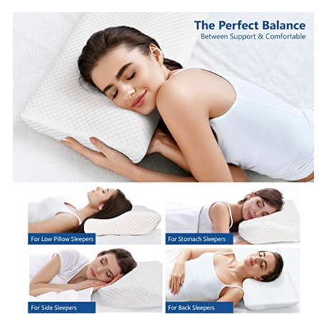 Contoured Memory Foam Pillow for Neck and Shoulder Pain Relief