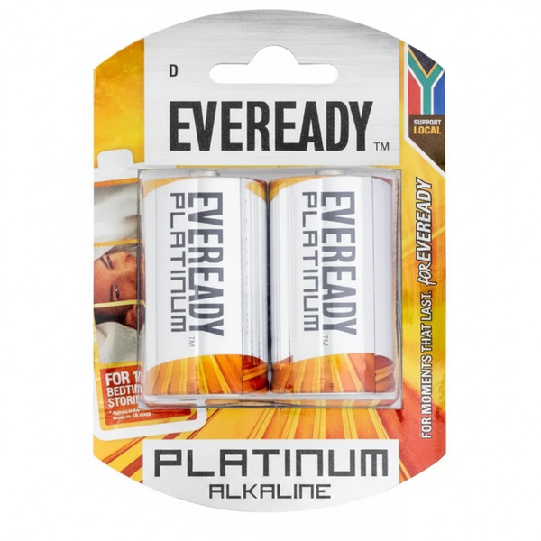 Eveready D Size Platinum Alkaline Batteries 2 Piece Pack