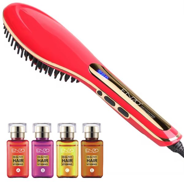 Enzo- Salon Straightening Brush with Healthy Hair Vitamin Set