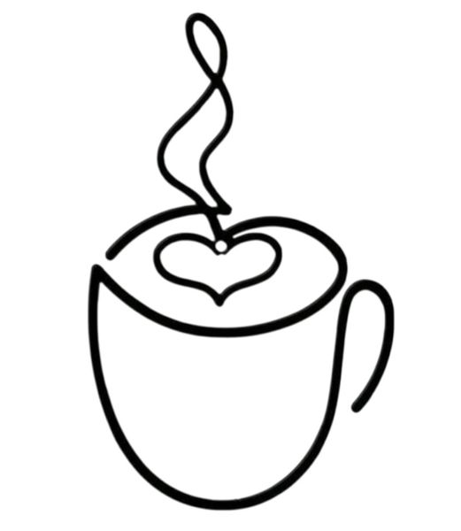 Love In a Cup Black Steel Coffee Cup Stencil Wall Art