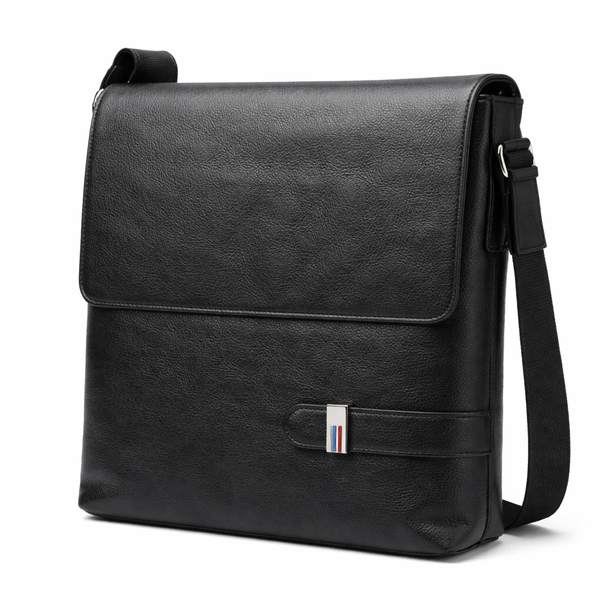 Men's PU Leather Messenger Bag - Adjustable Crossbody Shoulder Bag