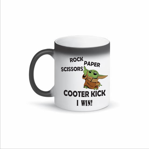 Rock, paper, scissors Yoda color changing mug