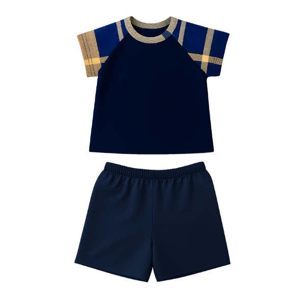 Toddler/Kids Summer Pajamas Set for Boys - Checkered Navy