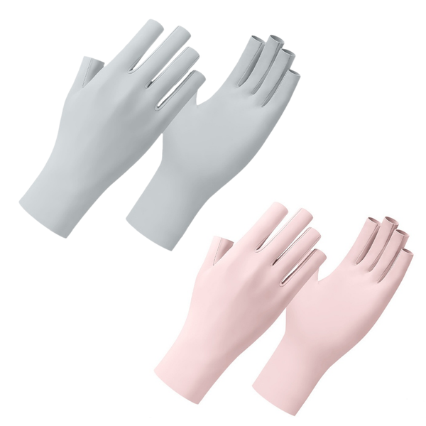 2Pairs Anti UV Protection Fingerless Gloves for Gel Nail Lamp/Manicures