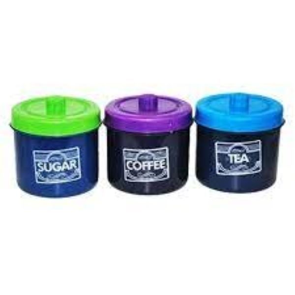 Plastic Canister Set with Lid - 3 Piece