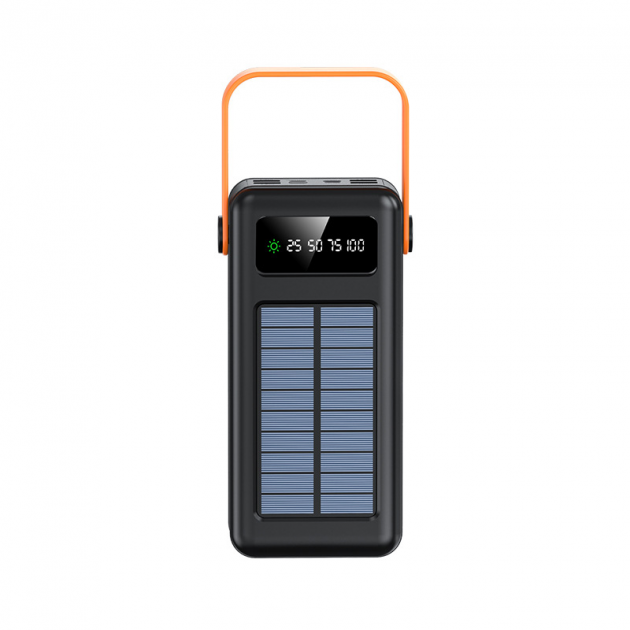 40000mAh Fast Charging Portable LED Solar Power Bank With Built-in 4 Cables