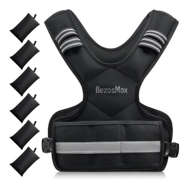BezosMax Adjustable Weighted Vest for Men Women 6 Ironsand &amp; Large Pocket