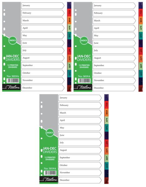 Treeline A4 PVC Jan-Dec Rainbow Dividers - 3 Packs of 10