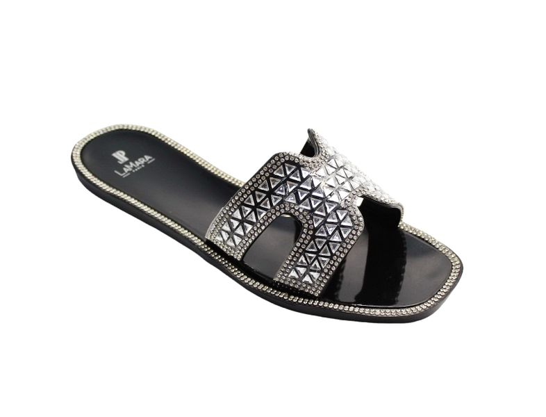 Lamara Paris Alyx Flat Jelly with Diamonds - Black