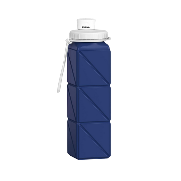 Enova Silicone Foldable Leakproof BPA Free 20.6oz Water Bottles - Blue