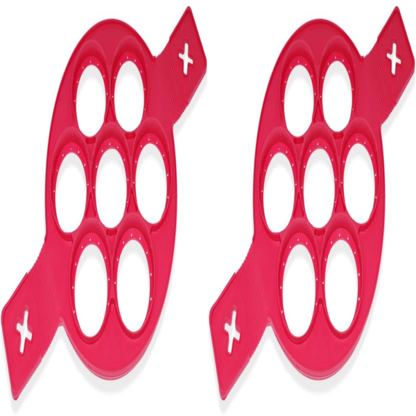 Pack Of 2 Silicone Pancake Mold With 7 Holes Molds - Red