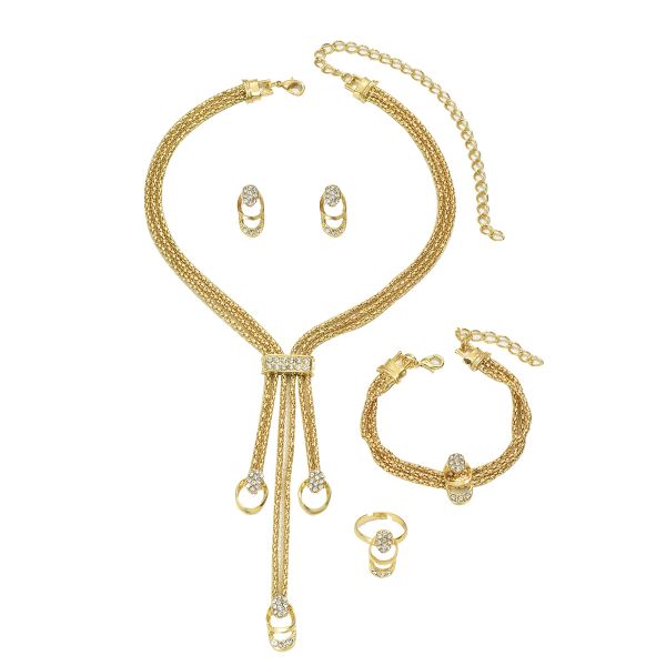 Tassel Diamond Necklace Earrings Bracelet Ring Set