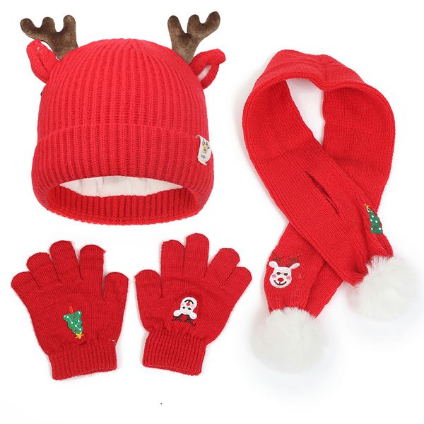 Cute Deer Antlers Children's Hat, Scarf and Gloves - 3 Piece Set