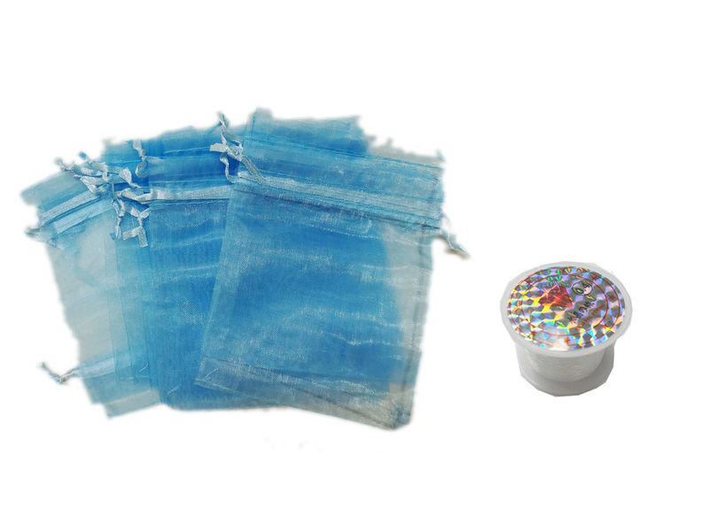 BEAD COOL - Bulk Bag - 100pcs - Baby Blue - 10 by 12cm - Gut- Organza bag