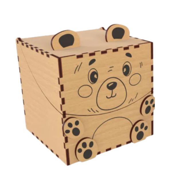 Unpainted Laser-Cut Animal Diaper Gift Box -Baby Shower &amp; Newborn Keepsake1
