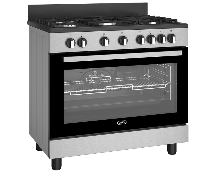 Defy 90cm Gas Electric Range Cooker Thermofan+ Black/Inox DGS90GEBI