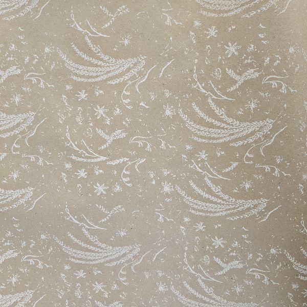 White Flowers On Kraft Wrapping Paper - 10m roll