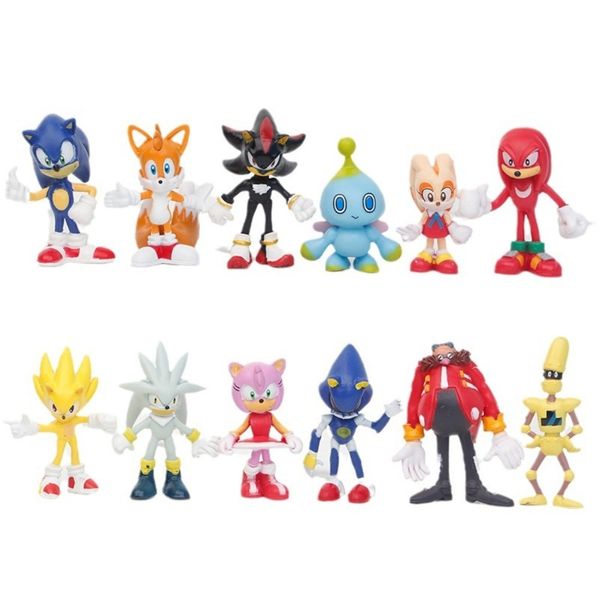 Sonic 12-Piece Cartoon Model Cake Decoration Ornaments Sonic the Hedgehog