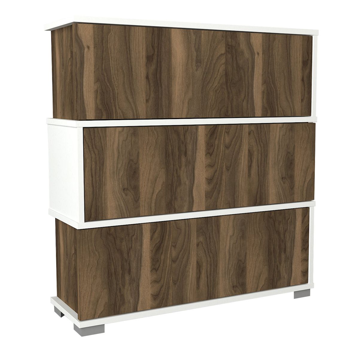Hazlo Napolyon Shoe Storage with 3 Shelves White & Walnut Buy