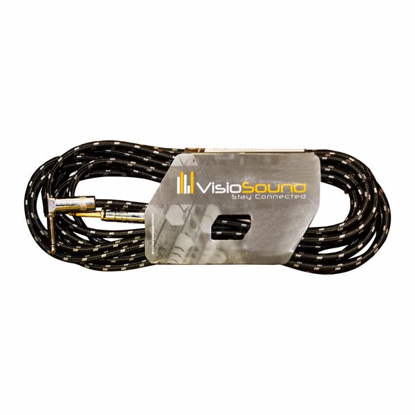 VisioSound INC001-BK-6-3M Intrument Cable 6.35-6.35mm Mono Right Angle 3m
