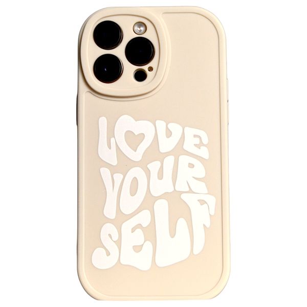 Beige - Phone Case with Love Yourself - Iphone 14 Pro Max