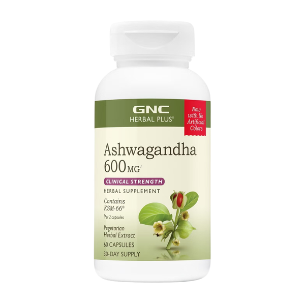 GNC Herbal Plus Ashwagandha 600mg Clinical Strength - 60 Capsules
