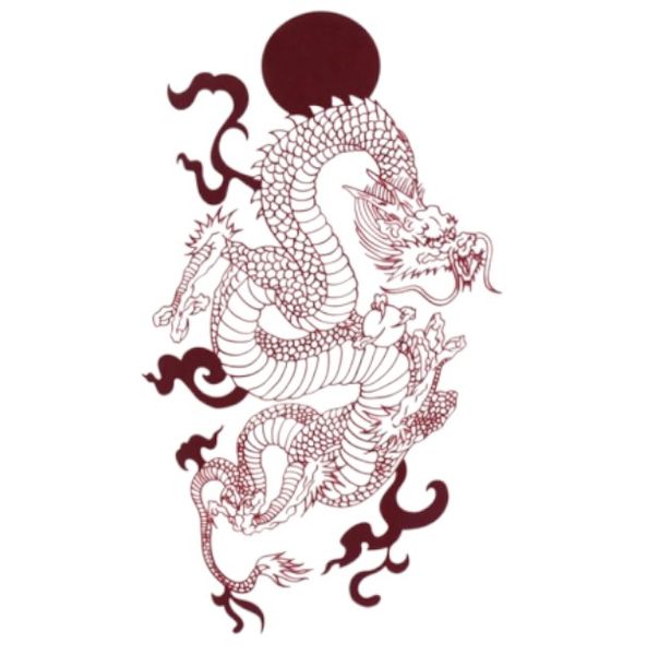 1 Sheet - Fierce Dragon Temporary Tattoo - Red