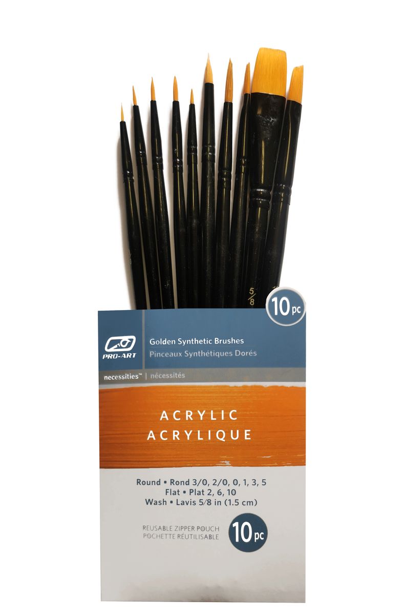 PROART Golden Synthetic Acrylic Brush Set 10pc Shop Today. Get it