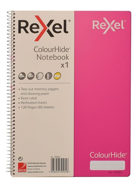 Rexel Notebook A4 Feint and Ruled Perforated Pages - Pink