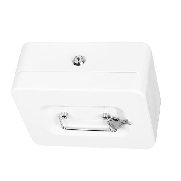 Portable Fireproof Safe Box 200x160x90mm with 2 Keys White Security Lock