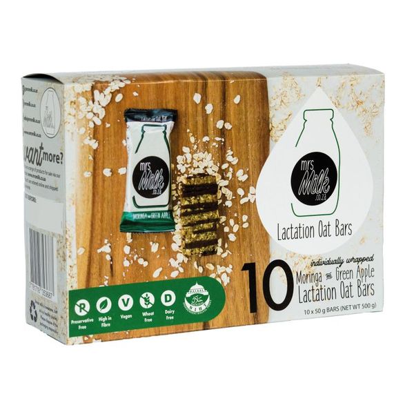 Mrs Milk Lactation Oat Bar Moringa &amp; Green Apple - 10 Pack