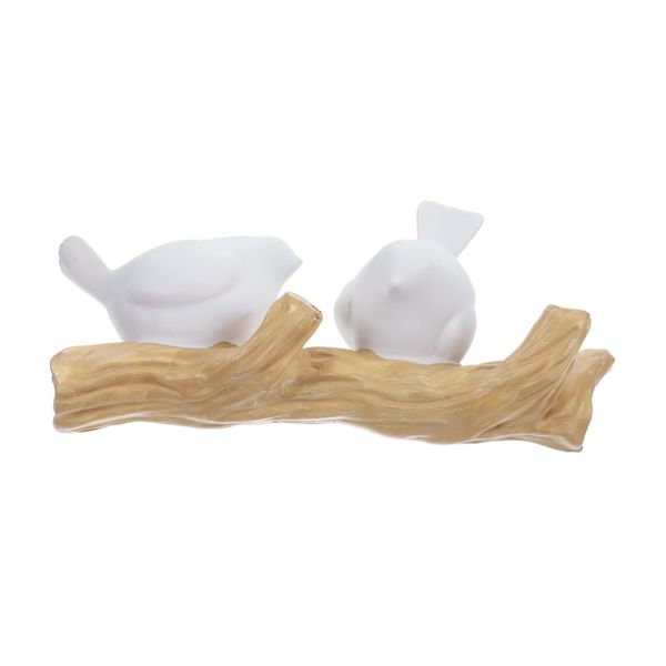 Decor Birds On Tree Branch Wall Mount with Hooks - 2 Birds - (21cm)