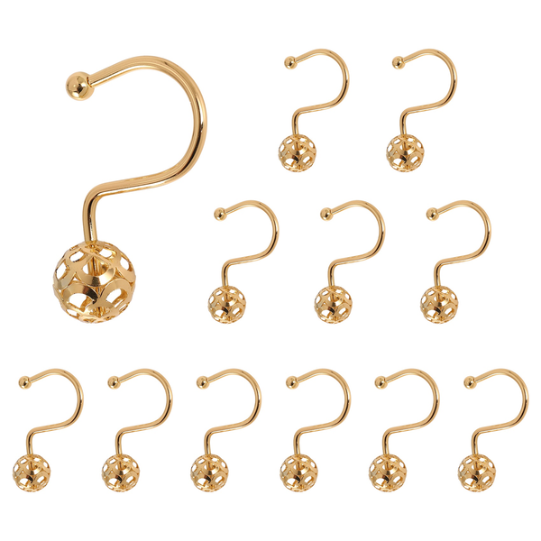Gold Shower Curtain Hooks Rings,Set of 12 Decorative Shower Curtain Hooks,M