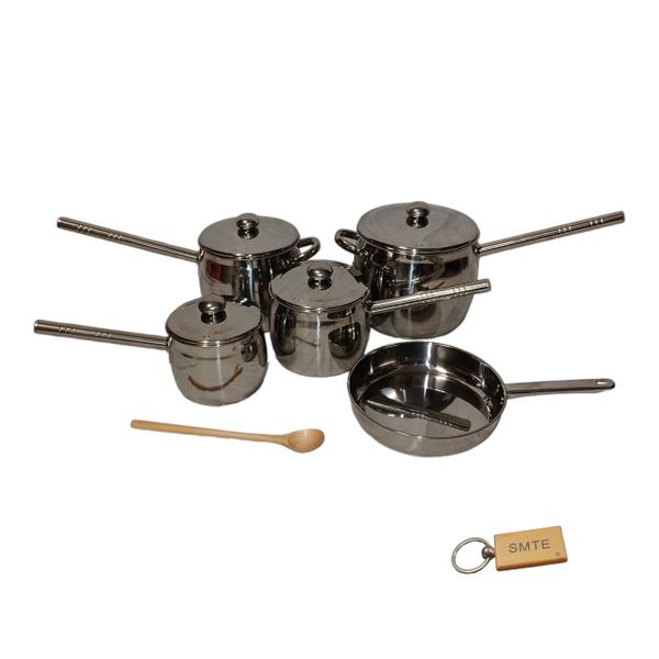 9 Piece Anti-Heat Handles and Non-Transparent Lid Pot Set and Smte Keyring
