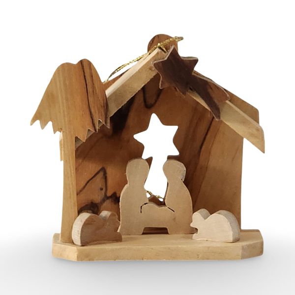 Holy Land Olive Wood Nativity - Handmade Bethlehem Tree Decoration