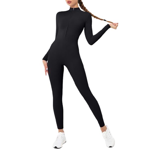 Tight-fitting fleece-lined yoga jumpsuit Warm-weather running jumpsuit