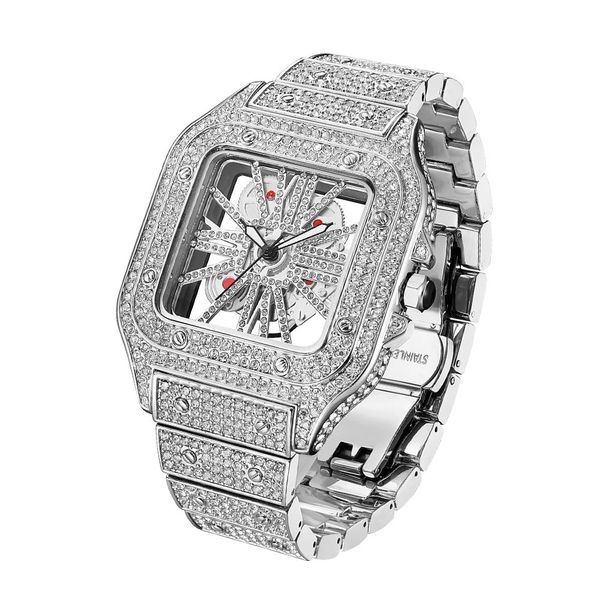 Iced Out Skeleton Baller Square Watch for Men
