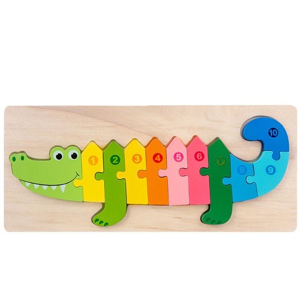 11 Pieces Crocodile Wooden 3D Puzzle