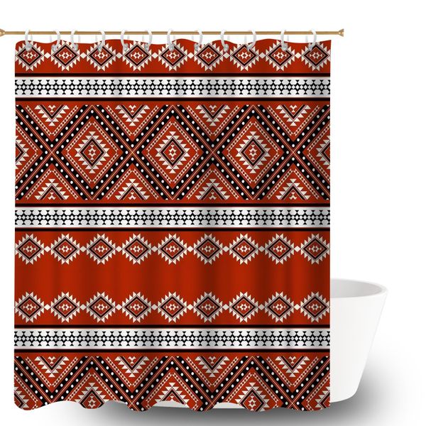 Shower Curtain for Bathroom 180x180cm Stylish Fair Isle Design Bath Curtain