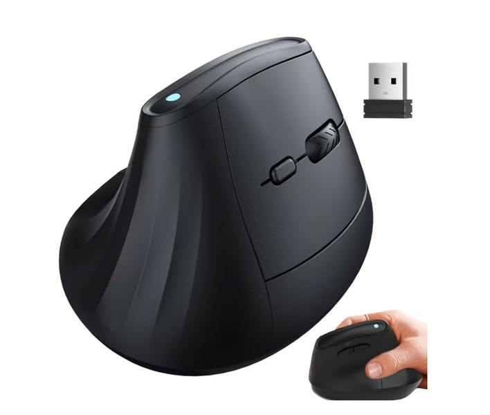 Ergonomic Vertical Mouse, Bluetooth (BT 5.0, BT 3.0) and 2.4GI, Black