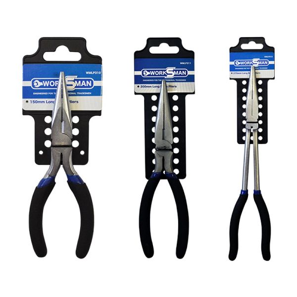 Bulk Pack x 12 Worksman Plier Long Nose Dd Chrome Vanadium 150mm
